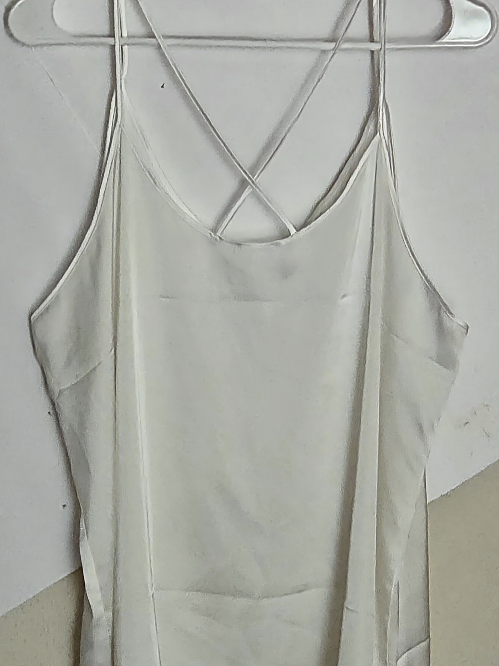 Pair of White and Nude Satin Strappy Women's Camisoles (Sz. XL)